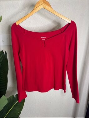 wild fable Red Off-Shoulder Long Sleeve Top